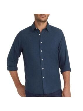 UNTICKit Men's Veneto Wrinkle Free Relaxed Fit Woven Shirt Dark Blue Size Large